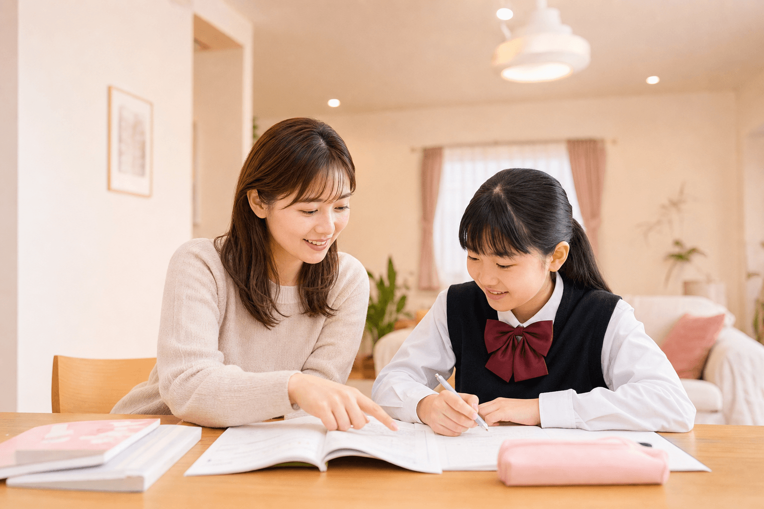 ご自宅で指導する家庭教師と生徒